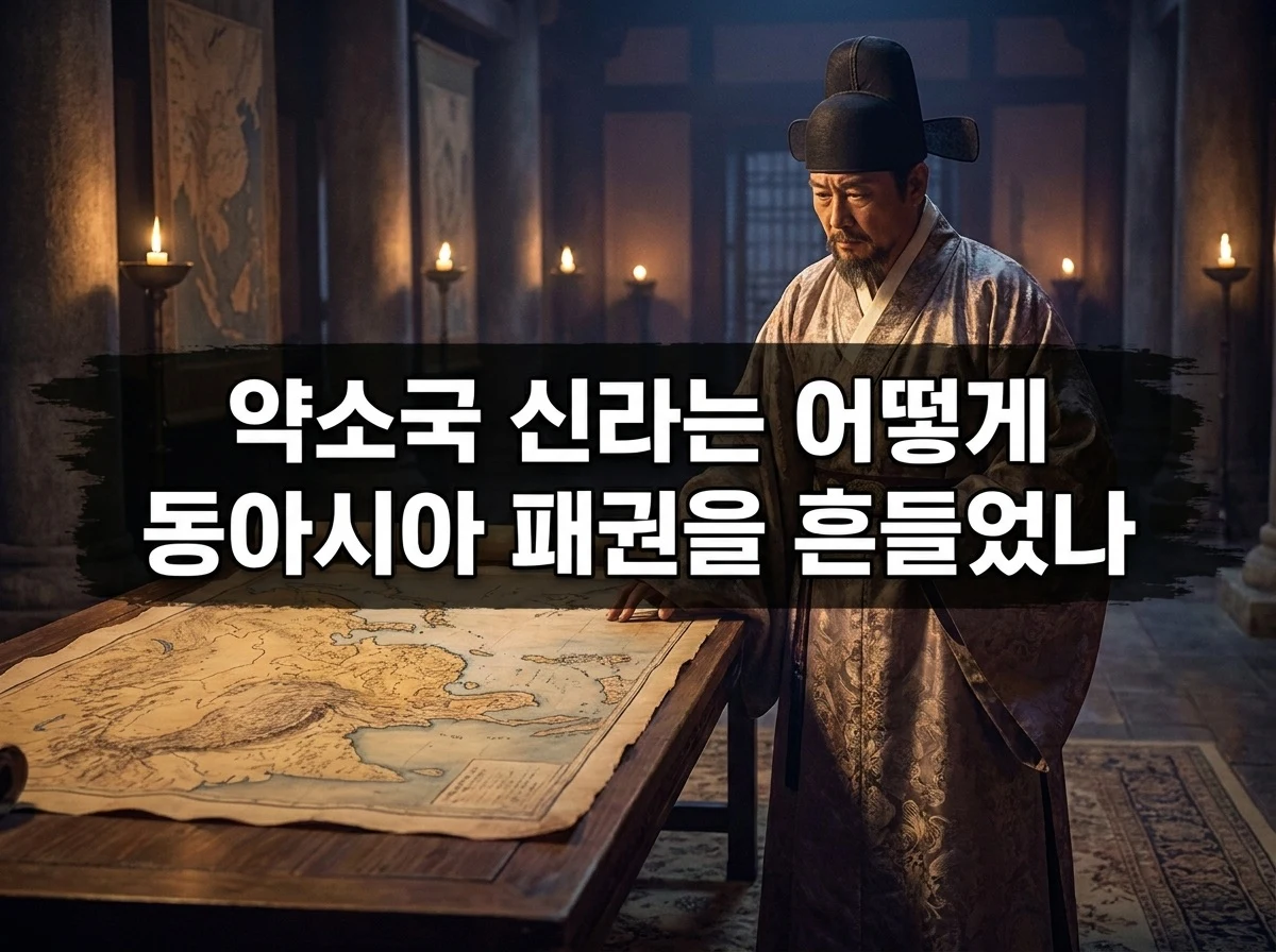 신라 삼국 통일 주도권 확보를 위한 김춘추의 나당동맹 외교 여정을 담은 역사적 상상도
