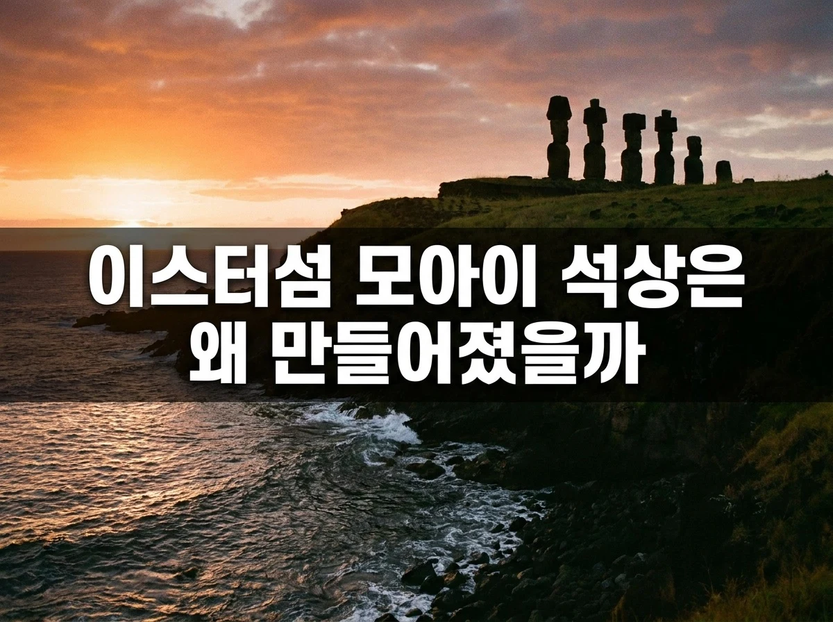 이스터섬 모아이 석상은 왜 만들어졌을까를 탐구하는 태평양 해안가의 모아이 석상 전경