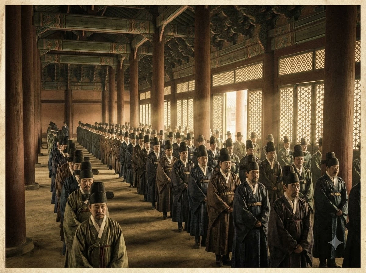 훈구와 사림 세력 형성 과정을 보여주는 조선 관료 기록 삽화