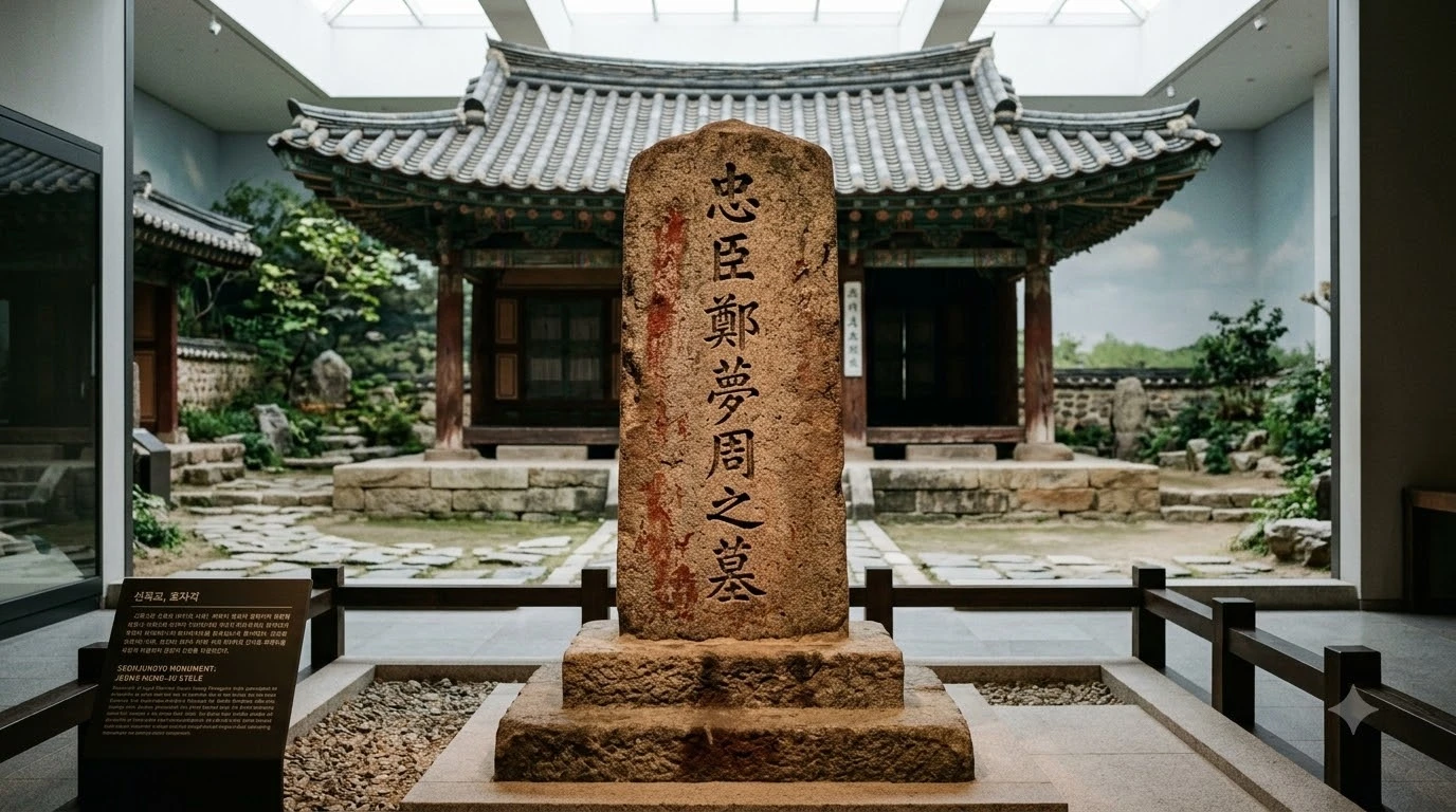 개성 선죽교 피살 현장 비석과 포은 정몽주 숭모 유적