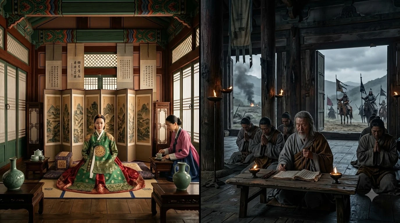 12세기 고려 문벌귀족 궁궐과 13세기 대몽항쟁기 불교 사찰의 시대적 배경 대조